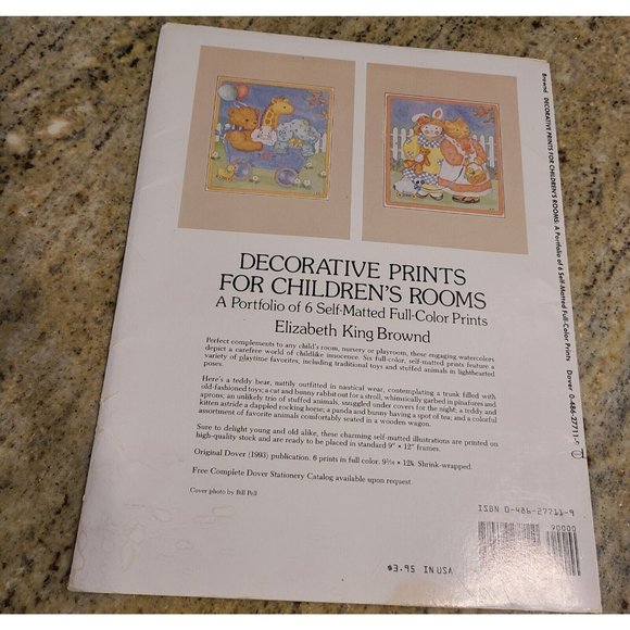 Elizabeth King Brownd Decorative Prints Children's Room Set of 6. Cat Bear Bunny - Picture 11 of 12